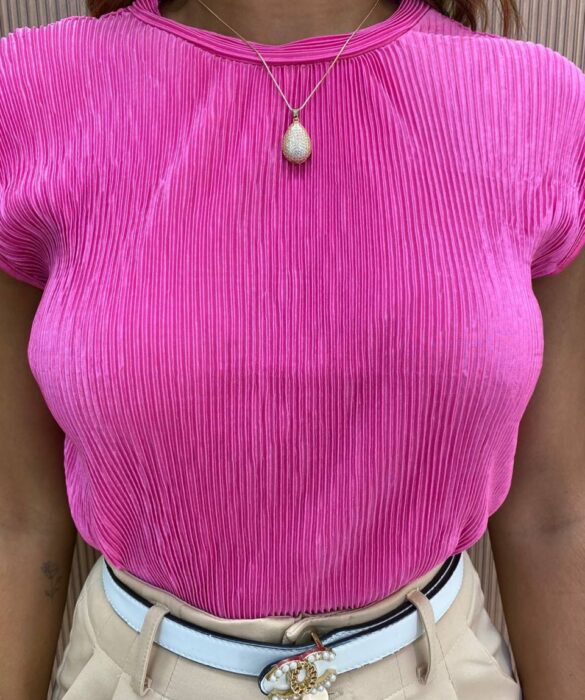 Blusa Feminina Melissa Pink com Detalhe - Fernanda Ramos Store