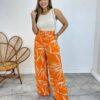 Calça Feminina Pantalona Zoe Estampada Laranja - Fernanda Ramos Store