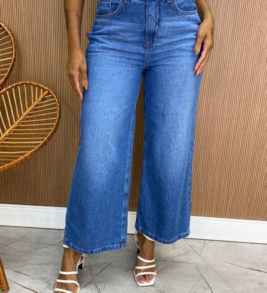 Calça Jeans Feminina Wide Leg Cropped 015512 - Fernanda Ramos Store