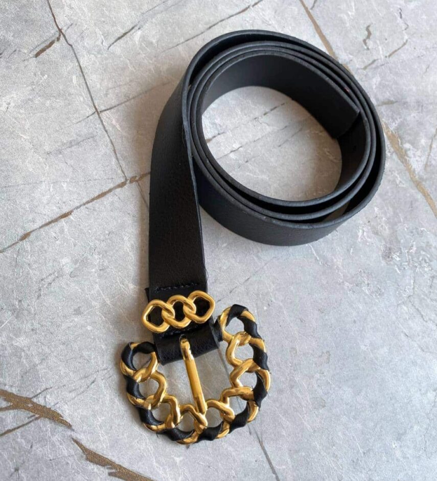 Cinto Feminino Rebeca Preto Fivela Dourada - Fernanda Ramos Store