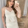 Conjunto Feminino Allana Cropped sem Bojo e Saia Midi Nude - Fernanda Ramos Store