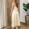 Conjunto Feminino Allana Cropped sem Bojo e Saia Midi Nude - Fernanda Ramos Store