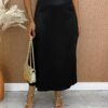 Conjunto Feminino Allana Cropped sem Bojo e Saia Midi Preto - Fernanda Ramos Store