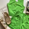 Conjunto Feminino Ayla Cropped sem Bojo e Short Verde - Fernanda Ramos Store