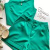 Conjunto Feminino Ayla Cropped sem Bojo e Short Verde Bandeira - Fernanda Ramos Store