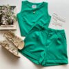 Conjunto Feminino Ayla Cropped sem Bojo e Short Verde Bandeira - Fernanda Ramos Store