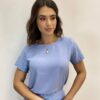 Conjunto Feminino Blusa Manga Curta e Short com Detalhe Azul - Fernanda Ramos Store