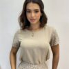 Conjunto Feminino Blusa Manga Curta e Short com Detalhe Bege - Fernanda Ramos Store