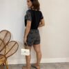 Conjunto Feminino Blusa Manga Curta e Short com Detalhe Preto - Fernanda Ramos Store