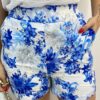 Conjunto Feminino Blusa Manga Curta e Short Estampado Azul - Fernanda Ramos Store