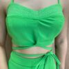 Conjunto Feminino com Aplicações Cropped Amarração e Short Saia Verde - Fernanda Ramos Store