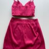 Conjunto Feminino Cropped com Bojo e Short Saia com Broche Pink - Fernanda Ramos Store