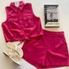 Conjunto Feminino Cropped com Botões e Amarração e Short Pink - Fernanda Ramos Store