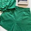 Conjunto Feminino Cropped com Botões e Amarração e Short Verde - Fernanda Ramos Store