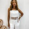 Conjunto Feminino Fernanda Cropped sem Bojo e Calça Branco - Fernanda Ramos Store