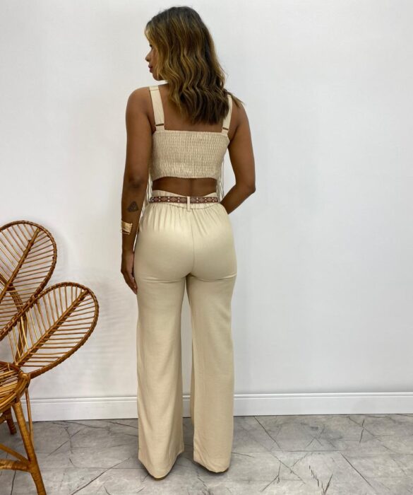 Conjunto Feminino Fernanda Cropped sem Bojo e Calça Cru - Fernanda Ramos Store