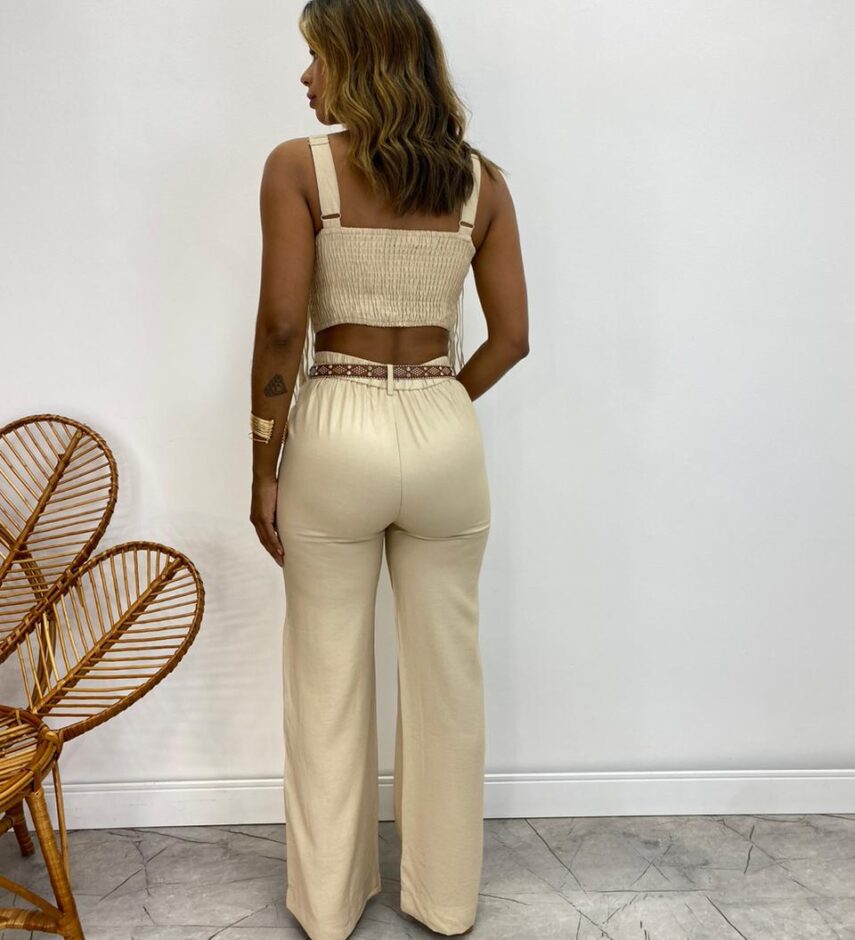 Conjunto Feminino Fernanda Cropped sem Bojo e Calça Cru - Fernanda Ramos Store