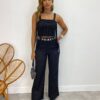 Conjunto Feminino Fernanda Cropped sem Bojo e Calça Preto - Fernanda Ramos Store