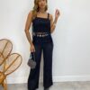 Conjunto Feminino Fernanda Cropped sem Bojo e Calça Preto - Fernanda Ramos Store