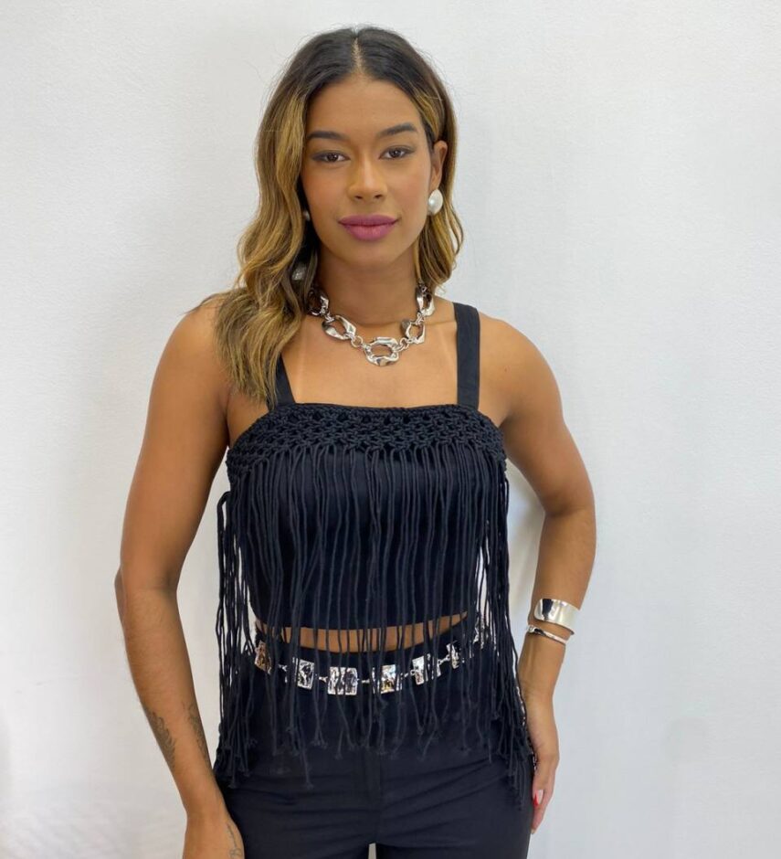 Conjunto Feminino Fernanda Cropped sem Bojo e Calça Preto - Fernanda Ramos Store