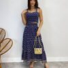 Conjunto Feminino Lara Bordado Cropped e Saia Midi Azul Marinho - Fernanda Ramos Store