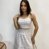 Conjunto Feminino Lara Bordado Cropped e Saia Midi Branco - Fernanda Ramos Store