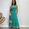 Conjunto Feminino Lara Bordado Cropped e Saia Midi Verde Agua - Fernanda Ramos Store