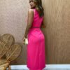 Conjunto Feminino Luna Cropped sem Bojo e Saia Midi com Fenda Pink - Fernanda Ramos Store