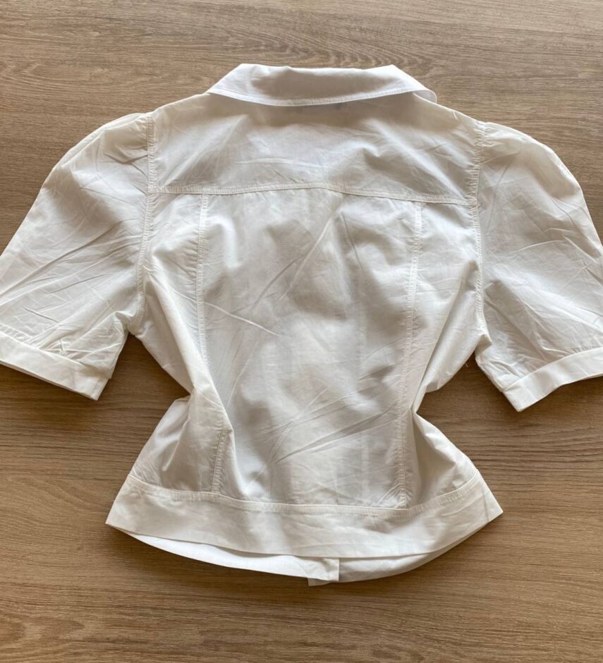 Cropped Camisa Feminino com Aplicações Branco - Fernanda Ramos Store
