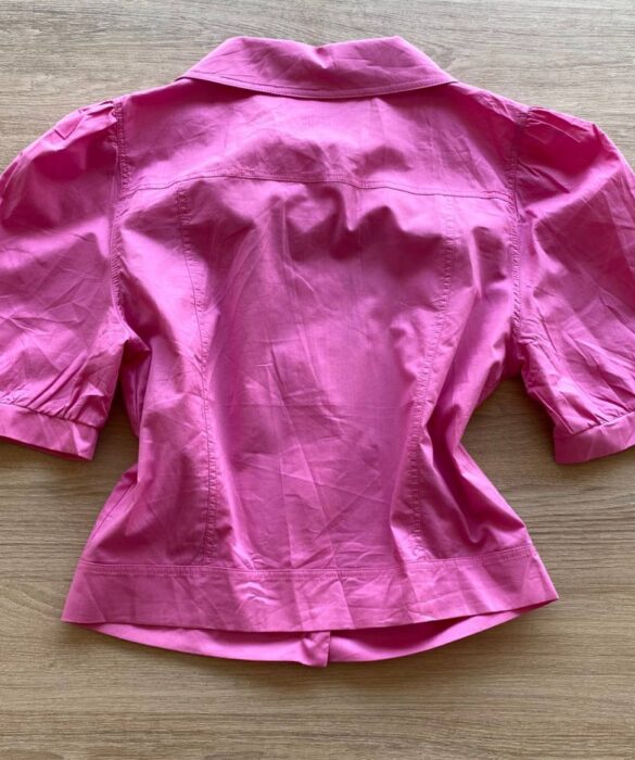 Cropped Camisa Feminino com Aplicações Rosa - Fernanda Ramos Store