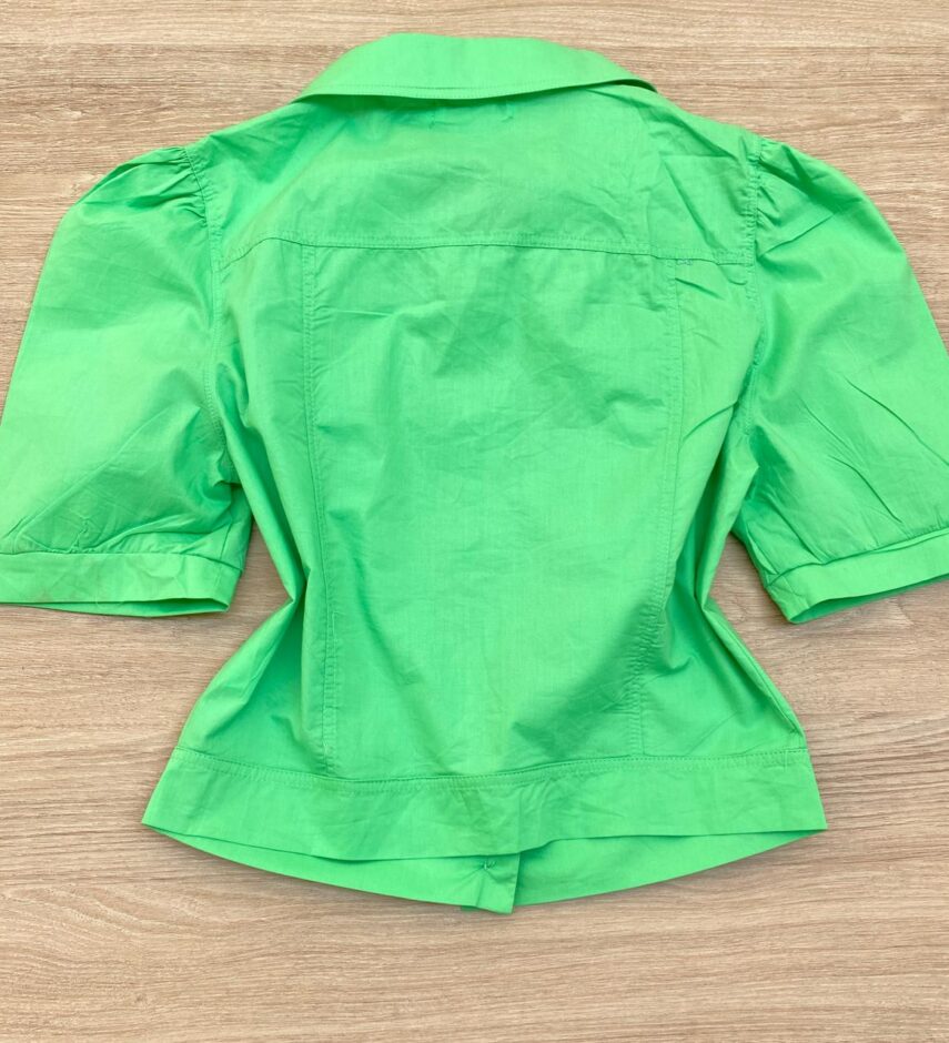 Cropped Camisa Feminino com Aplicações Verde - Fernanda Ramos Store