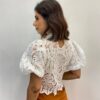 Cropped Feminino sem Bojo Alongado Guipir Branco - Fernanda Ramos Store