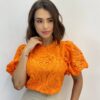 Cropped Feminino sem Bojo Alongado Guipir Laranja - Fernanda Ramos Store