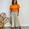 Cropped Feminino sem Bojo Alongado Guipir Laranja - Fernanda Ramos Store