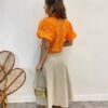 Cropped Feminino sem Bojo Alongado Guipir Laranja - Fernanda Ramos Store