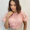 Cropped Feminino sem Bojo Alongado Guipir Rose - Fernanda Ramos Store