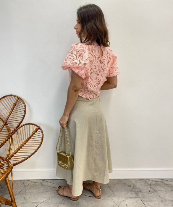 Cropped Feminino sem Bojo Alongado Guipir Rose - Fernanda Ramos Store