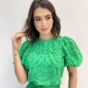 Cropped Feminino sem Bojo Alongado Guipir Verde - Fernanda Ramos Store