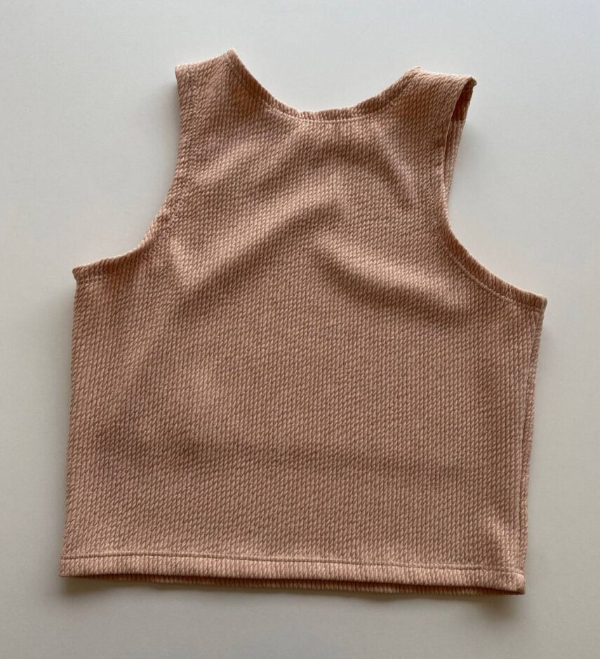 Cropped Feminino sem Bojo Helena Malha Canelada Bege - Fernanda Ramos Store