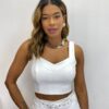 Cropped Feminino sem Bojo Poliamida Branco - Fernanda Ramos Store