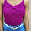 Cropped Feminino Tricot sem Bojo Escamas Fúcsia - Fernanda Ramos Store