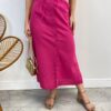 Saia Midi Feminina Viscolinho com Amarração Pink - Fernanda Ramos Store