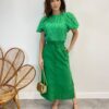 Saia Midi Feminina Viscolinho com Amarração Verde - Fernanda Ramos Store