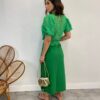 Saia Midi Feminina Viscolinho com Amarração Verde - Fernanda Ramos Store