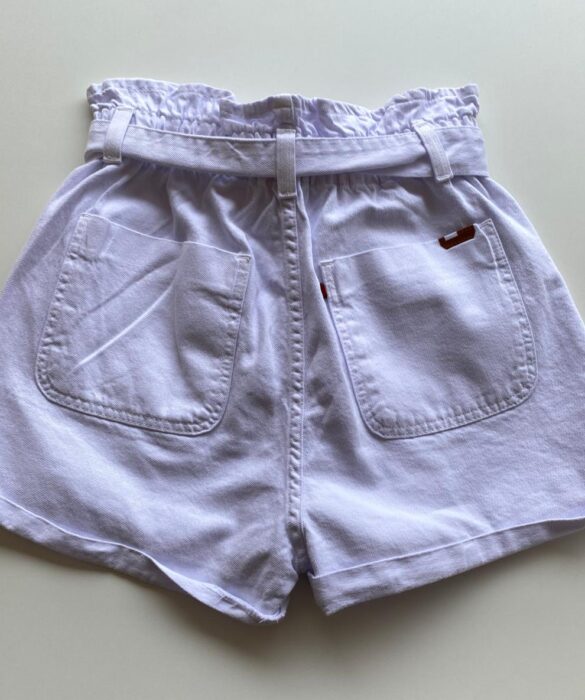 Short Feminino Clochard com Amarração Sarja Branco - Fernanda Ramos Store