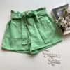 Short Feminino Clochard com Amarração Sarja Verde - Fernanda Ramos Store