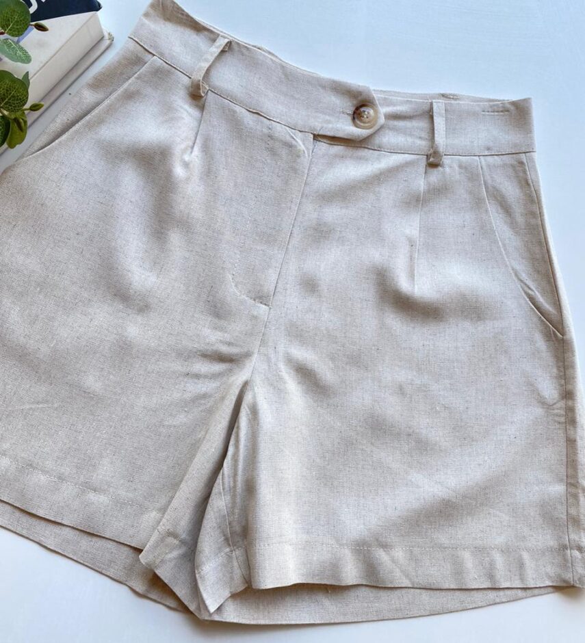 Short Feminino Linho com Bolsos Sabrina Cru - Fernanda Ramos Store