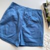 Short Feminino Sarja com Detalhe em Pregas Mariah Azul - Fernanda Ramos Store