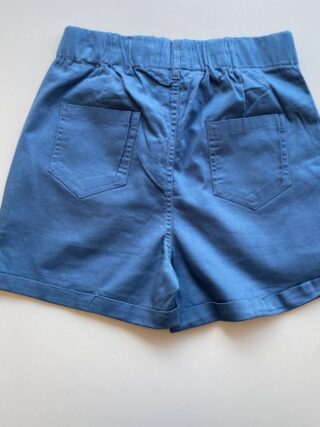 Short Feminino Sarja com Detalhe em Pregas Mariah Azul - Fernanda Ramos Store