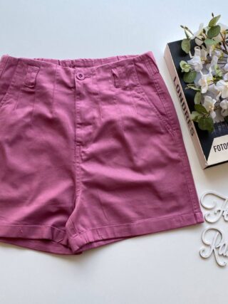 Short Feminino Sarja com Detalhe em Pregas Mariah Rose Escuro - Fernanda Ramos Store